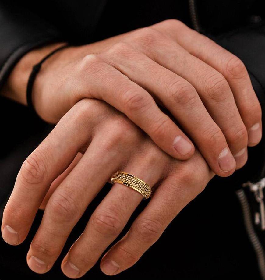 Vnox Waterproof Stainless Steel Metal Spinner Mesh Wedding Band Rings for Men Male Release Stress Gifts Jewelry