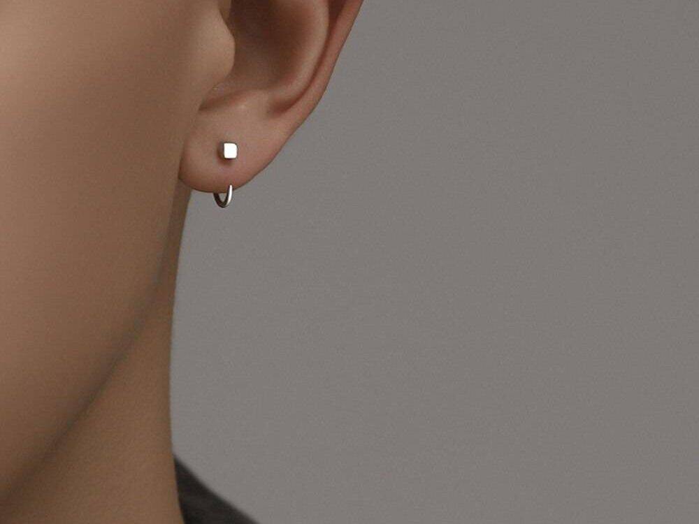 Vintage Minimalist Square Stud Earrings for Teens Ear Piercing Earrings Women Men Pierced Unusual Party Earrings Jewelry